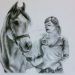 PP Magic Club e Mariacludia - Questo ritratto raffigura Mariaclaudia con il suo cavallo PP Magic Club. L'opera è stata realizzata su commissione con la tecnica del carboncino.